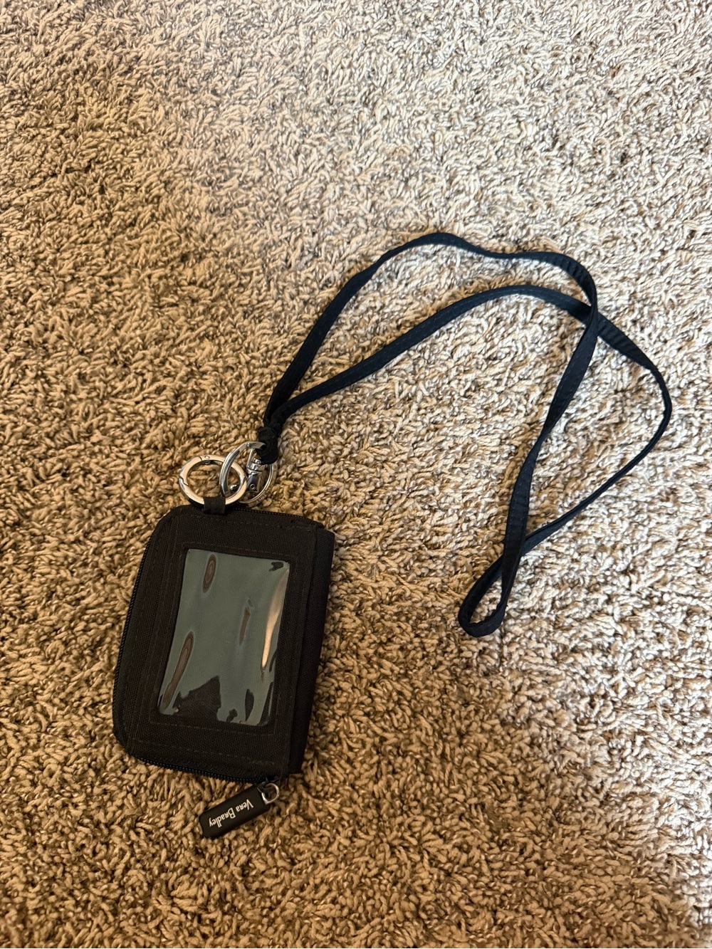 Vera Bradley Black Lanyard Card Holder with Clear ID Window